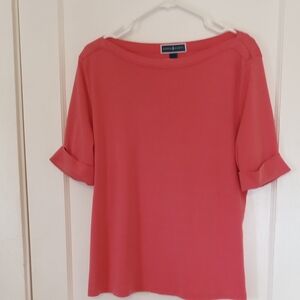 Karen Scott Orange Relaxed Tunic with Cuffed Sleeves